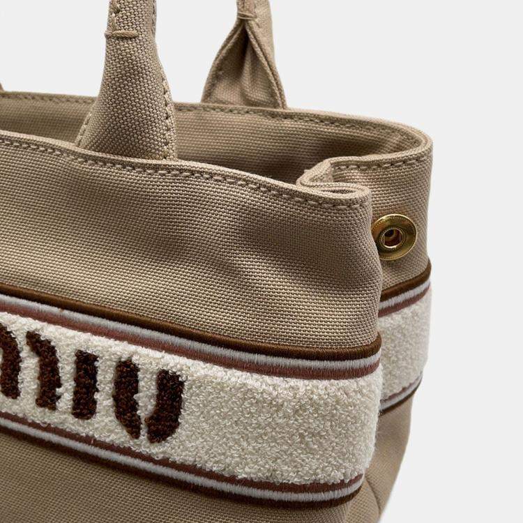 Pre Owned Miumiu Canvas2Wayhandbag Beige Cotton