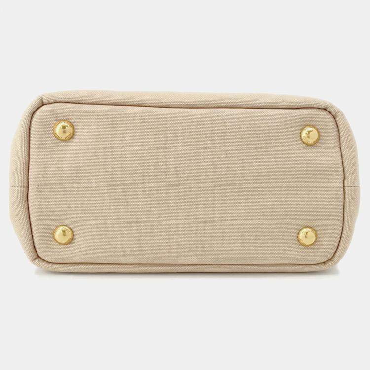 Pre Owned Miumiu Canvas2Wayhandbag Beige Cotton