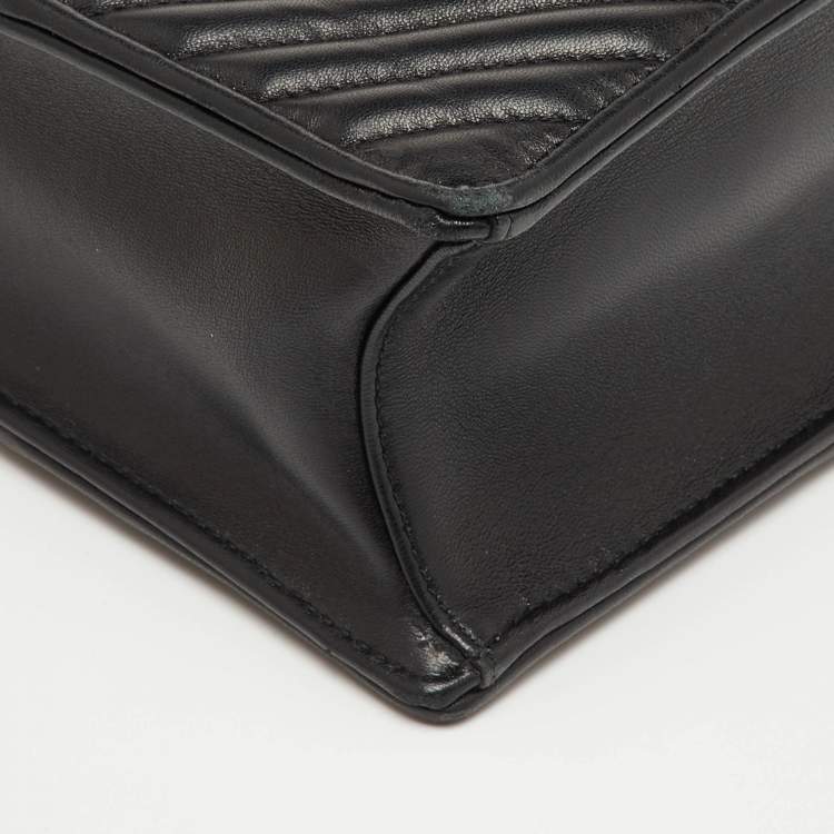 Pre Owned Miu Miu Matelassé Push Lock Black Leather Tote