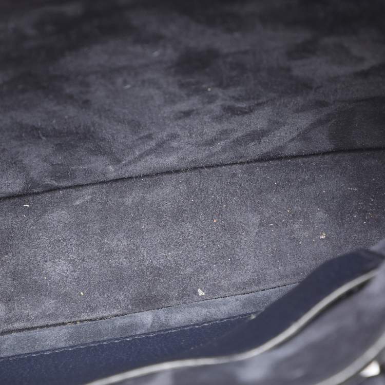 Pre Owned Miu Miu Push Lock Navy Blue Leather Satchel