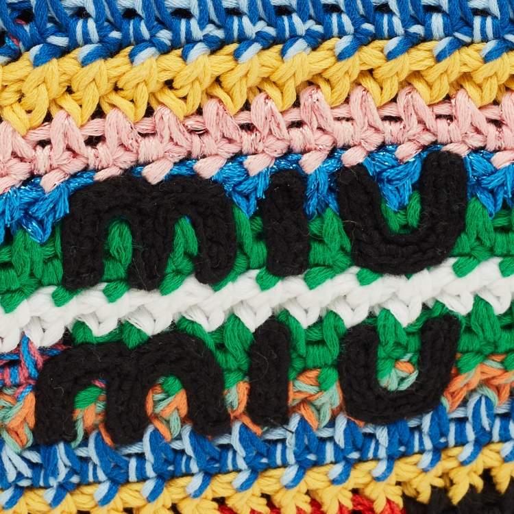 Pre Owned Miu Miu Multicolor Crochet Fabric Pouch