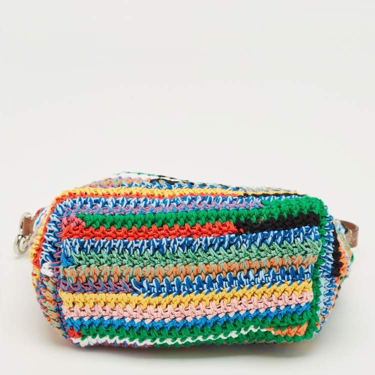 Pre Owned Miu Miu Multicolor Crochet Fabric Pouch