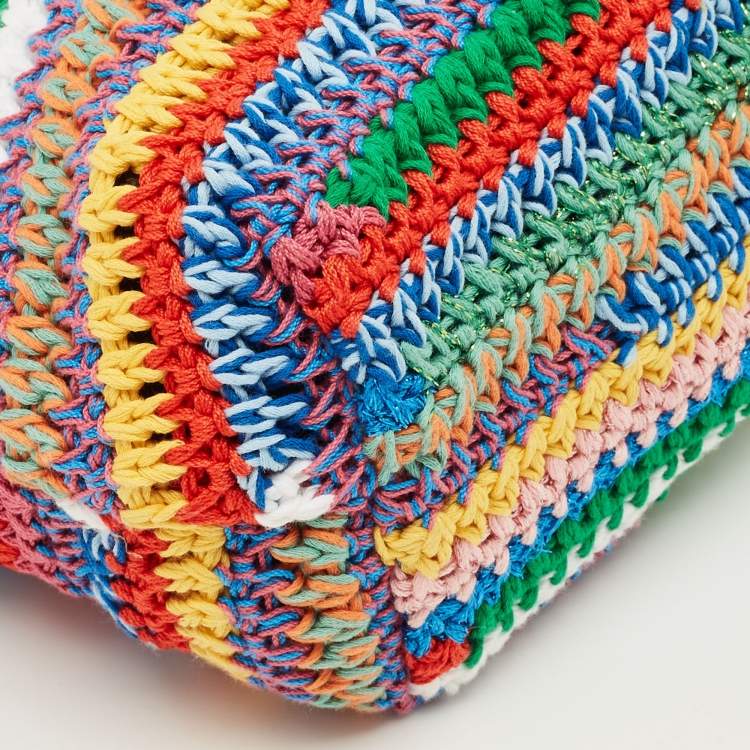 Pre Owned Miu Miu Multicolor Crochet Fabric Pouch
