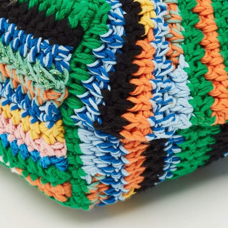 Pre Owned Miu Miu Multicolor Crochet Fabric Pouch