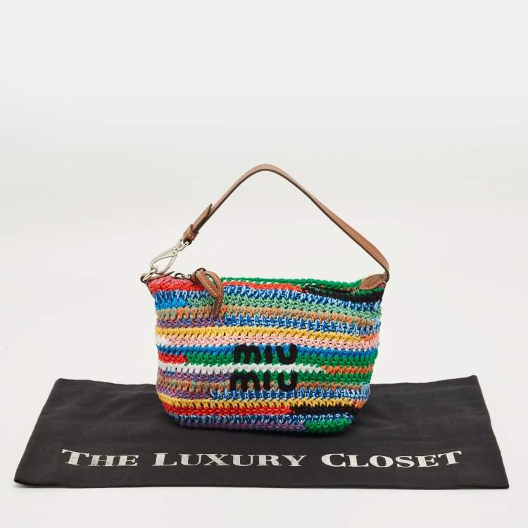 Pre Owned Miu Miu Multicolor Crochet Fabric Pouch