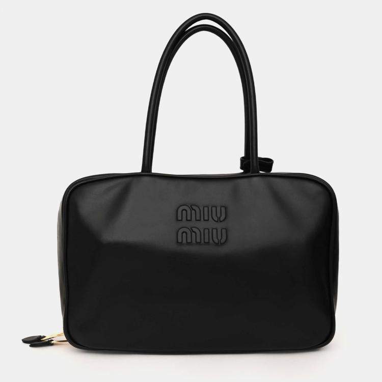 Pre Owned Miu Miu Black Leather 'Beau' Shoulder Bag