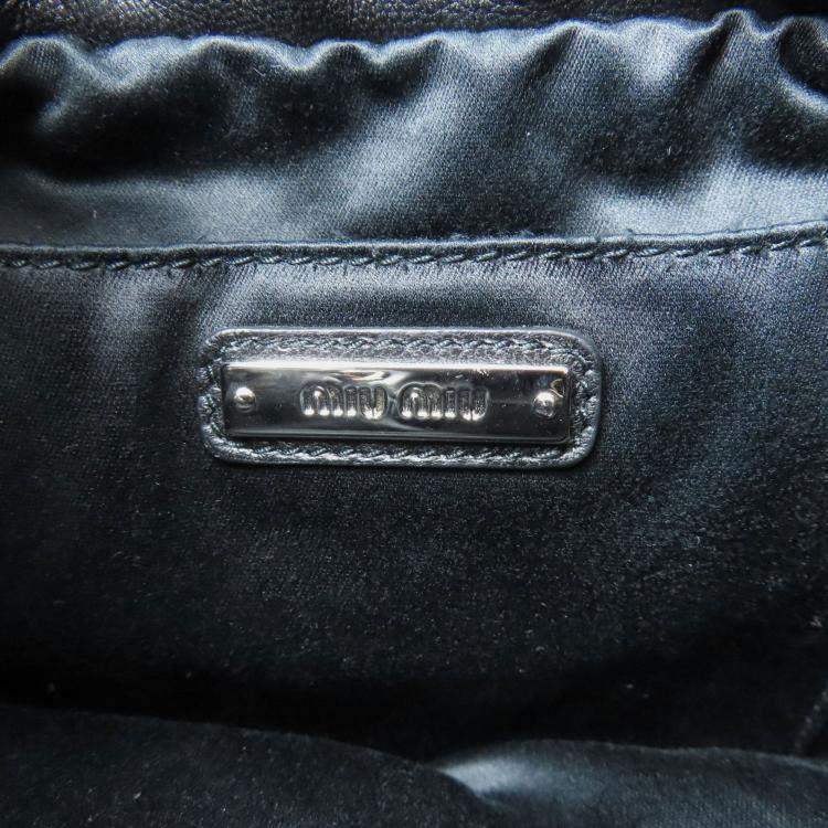 Pre Owned Miu Miu Miu Studded Shoulder Bag Leather