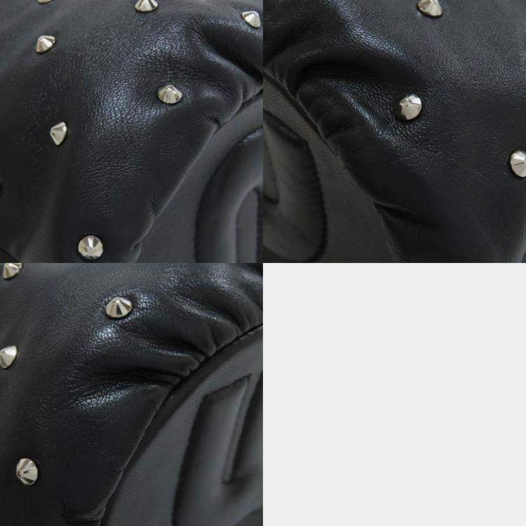 Pre Owned Miu Miu Miu Studded Shoulder Bag Leather