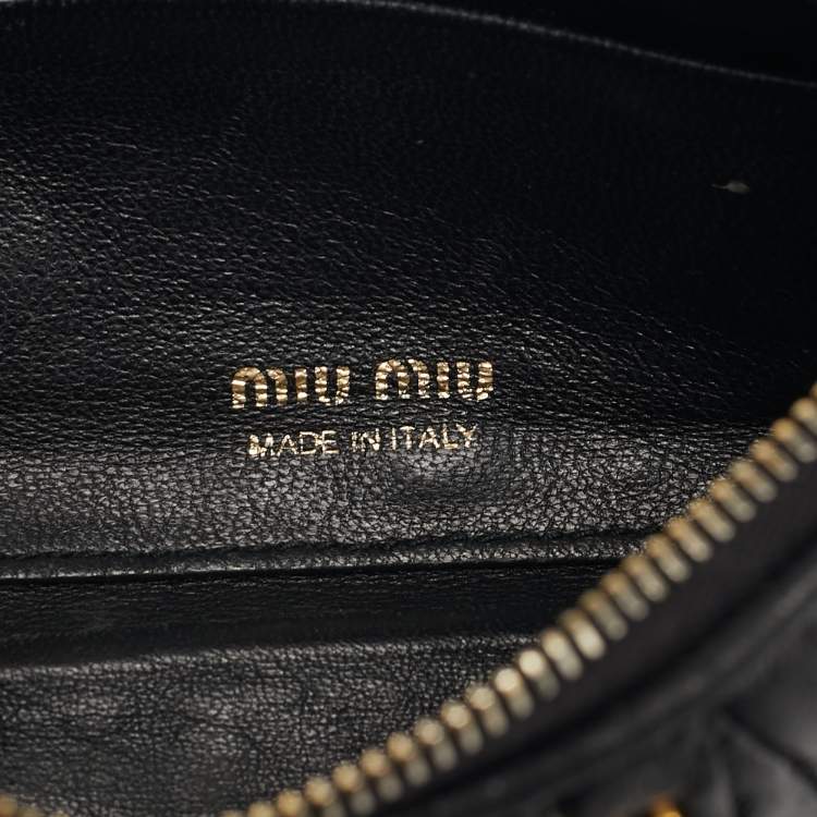 Pre Owned Miu Miu Black Matelassé Leather Zip Pouch