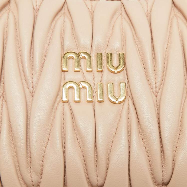 Pre Owned Miu Miu Wander Mini Beige Matelassé Leather Hobo