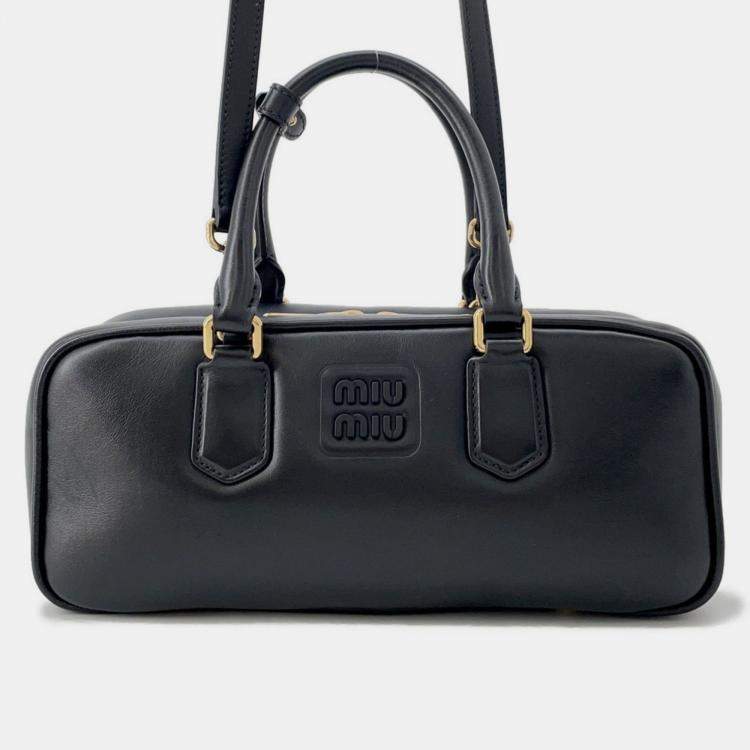 Pre Owned Miu Miu Miu Handbag Arcadi Leather 2-Way Black