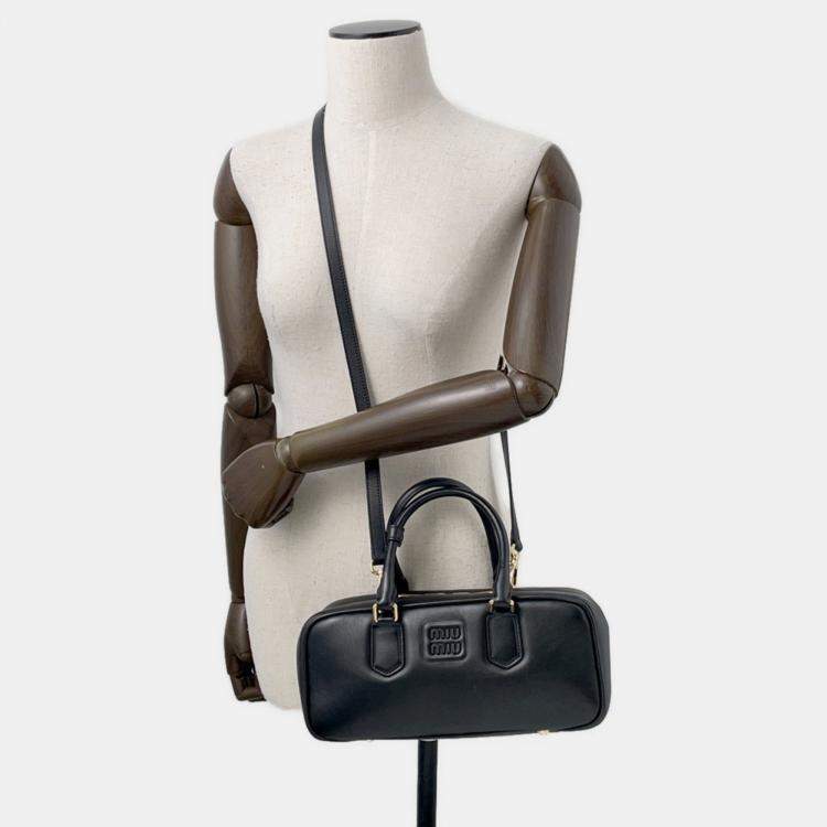 Pre Owned Miu Miu Miu Handbag Arcadi Leather 2-Way Black
