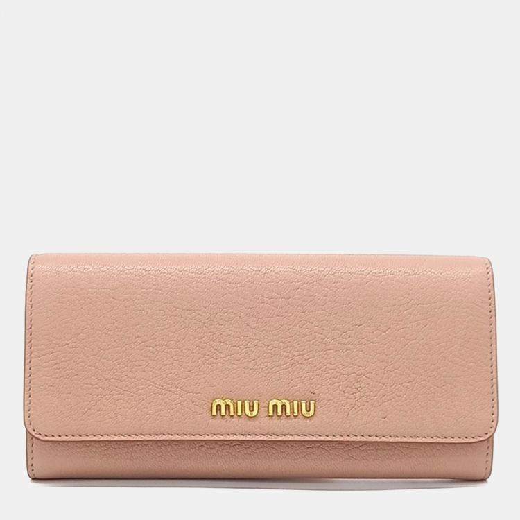 Pre Owned Miu Miu Pink Leather Long Wallet