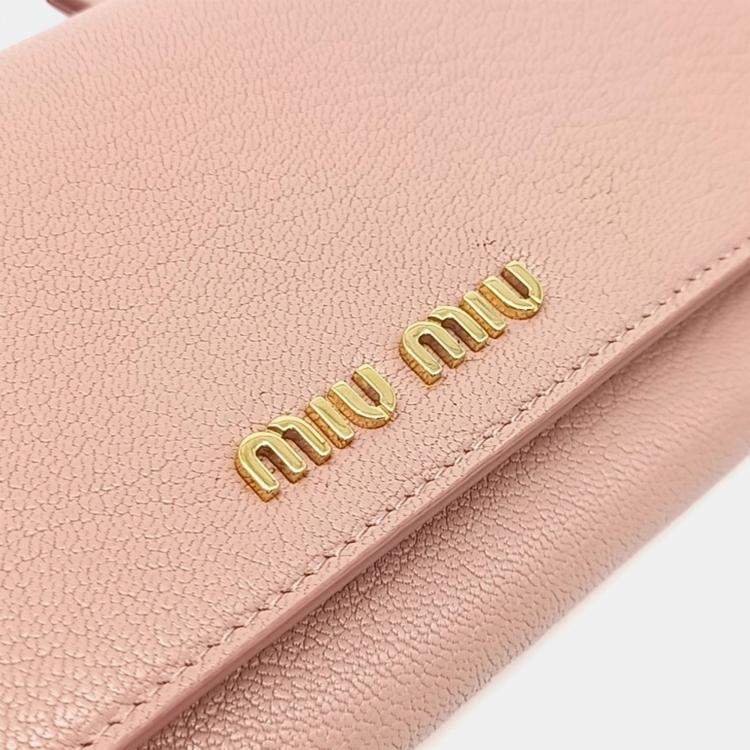 Pre Owned Miu Miu Pink Leather Long Wallet
