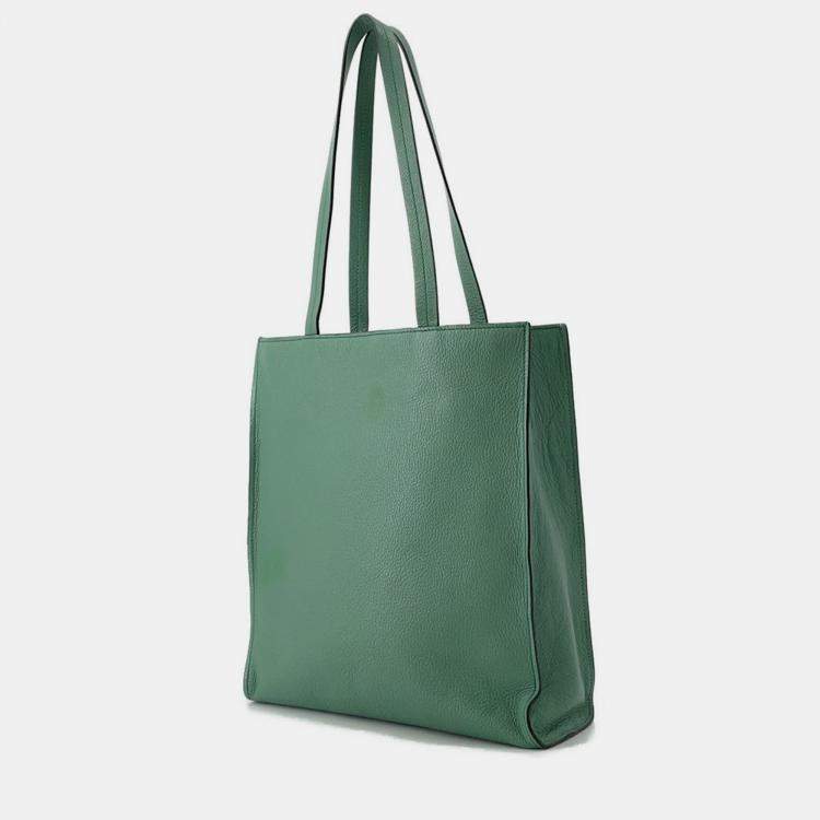 Pre Owned Miumiu Madras 2-Way Tote Bag Green Leather