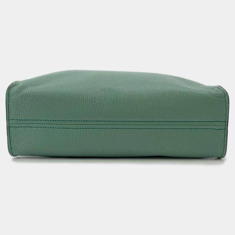 Pre Owned Miumiu Madras 2-Way Tote Bag Green Leather