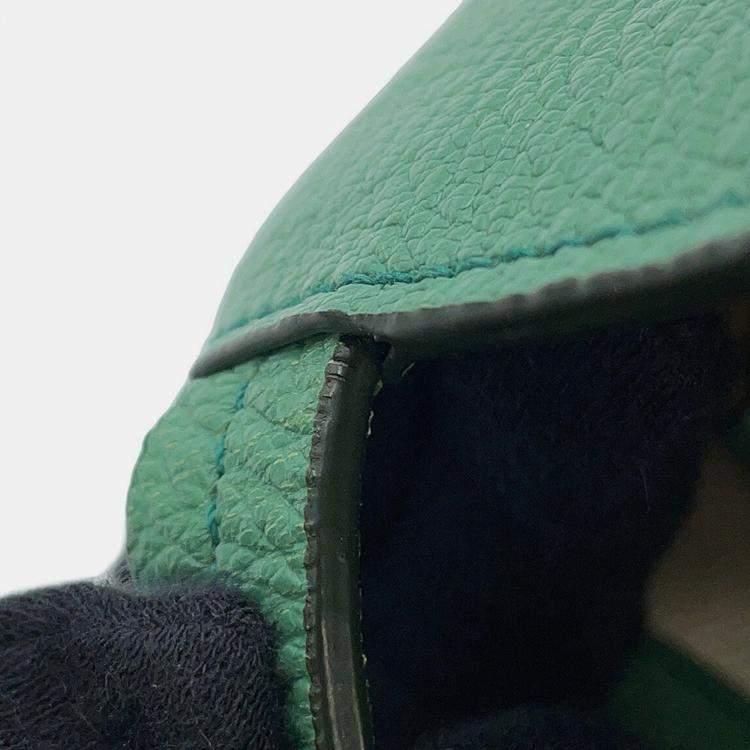 Pre Owned Miumiu Madras 2-Way Tote Bag Green Leather