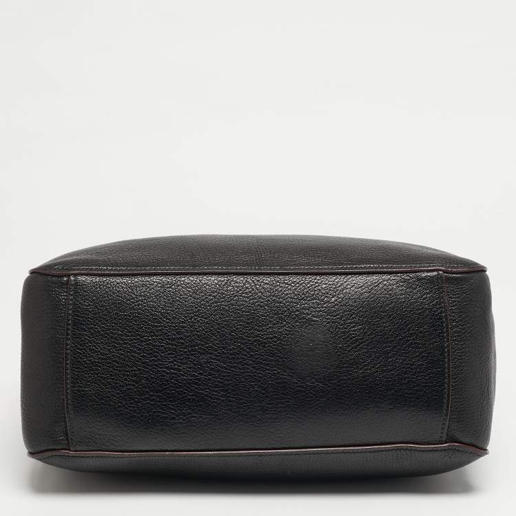 مملوكة مسبقًا Miu Miu Buckle Black Leather Madras Tote