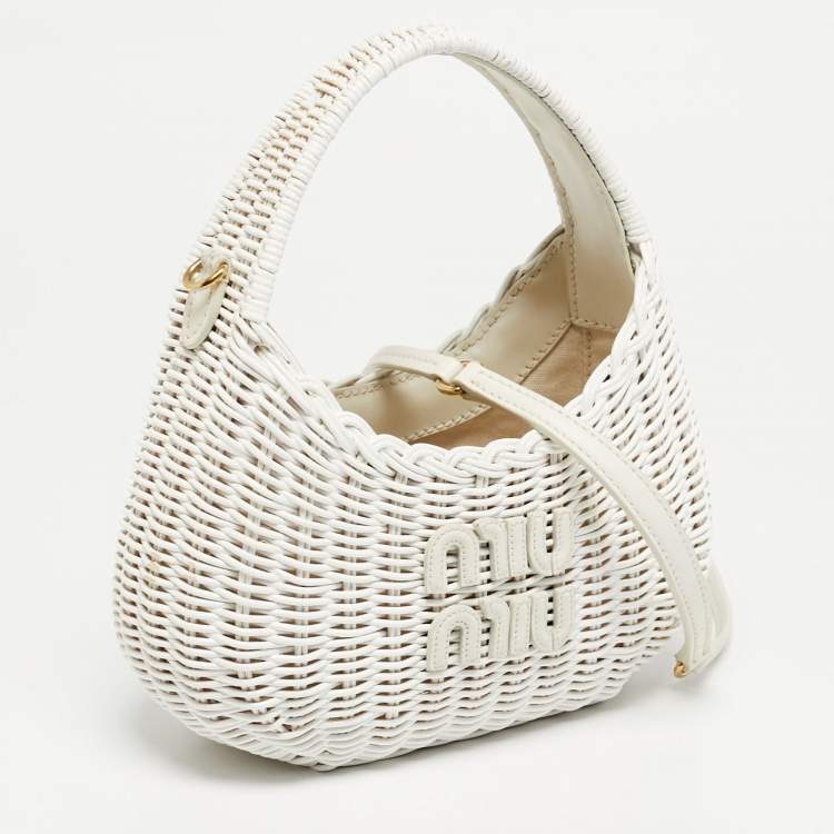 Pre Owned Miu Miu Wander White Wicker Bag