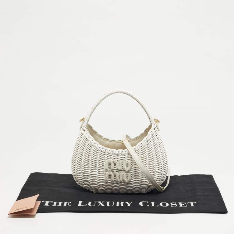 Pre Owned Miu Miu Wander White Wicker Bag