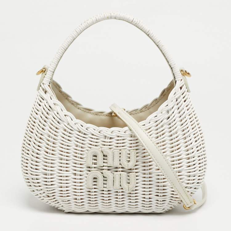 Pre Owned Miu Miu Wander White Wicker Bag