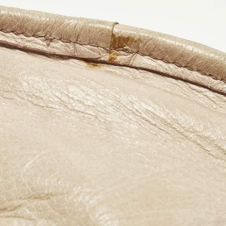 Pre Owned Miu Miu Bauletto Beige Vitello Shine Leather Satchel