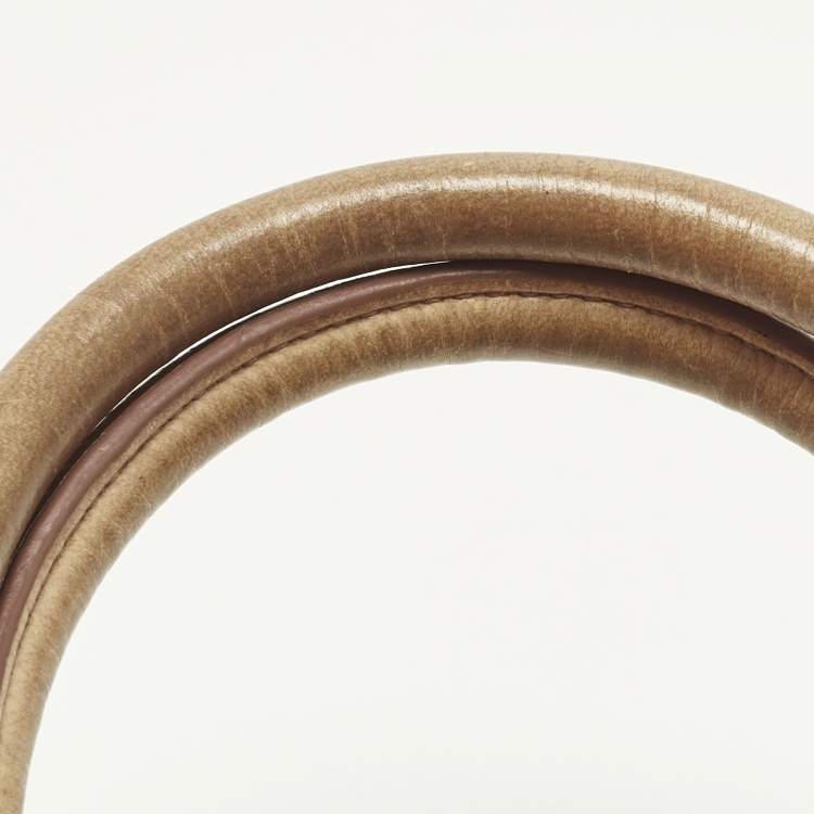 Pre Owned Miu Miu Bauletto Beige Vitello Shine Leather Satchel