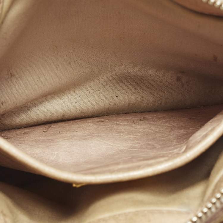 Pre Owned Miu Miu Bauletto Beige Vitello Shine Leather Satchel