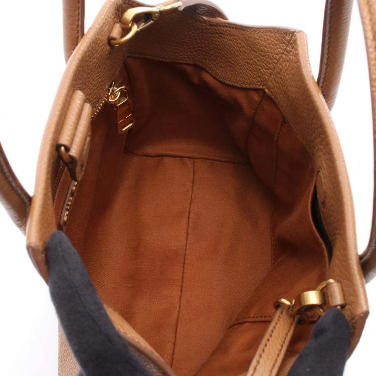 Pre Owned Miu Miu Vitterodino Brown Vitello Daino Leather Crossbody Bag