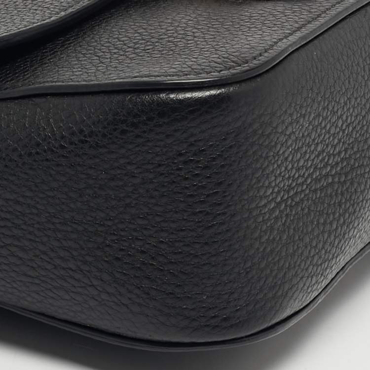 Pre Owned Miu Miu Pushlock Flap Black Leather Crossbody Bag