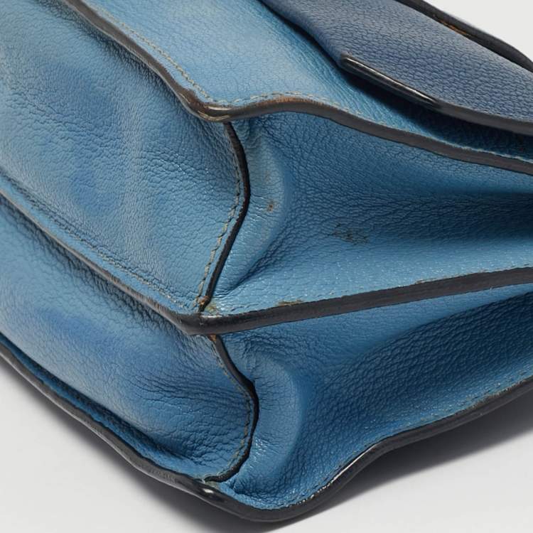 Pre Owned Miu Miu Two Tone Blue Madras Leather Flap Crossbody Bag