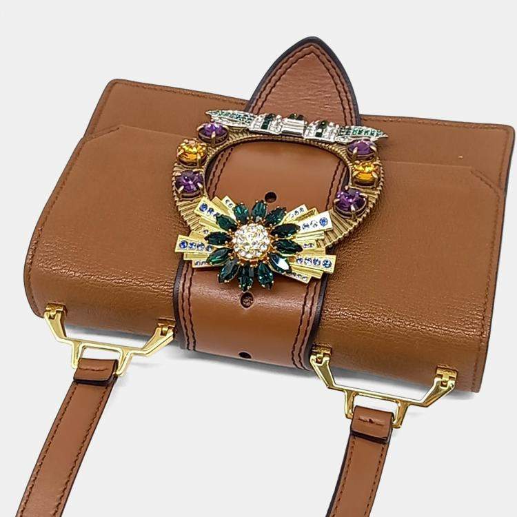 Pre Owned Miu Miu Brown Leather Lady Bag