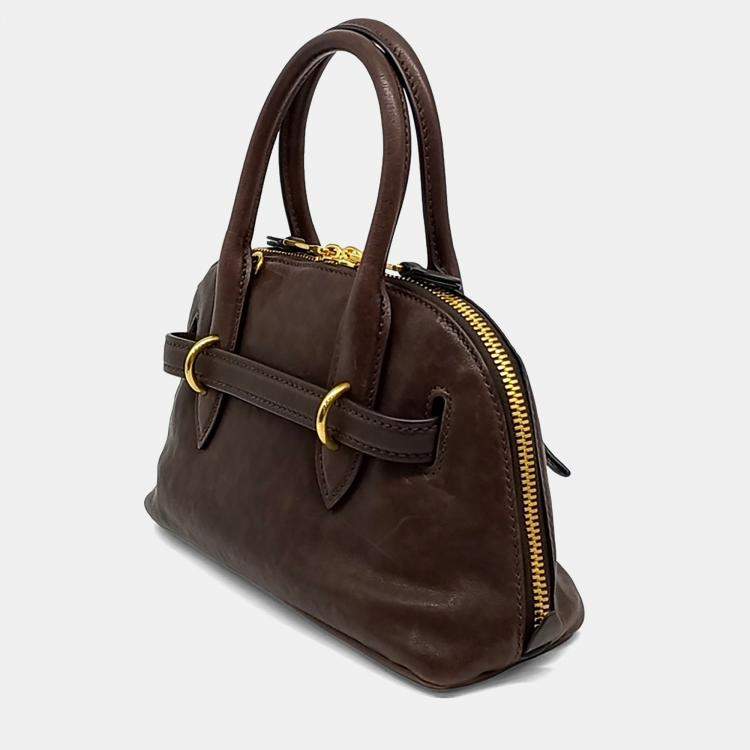 Pre Owned Miu Miu Brown Leather Avanture Small Tote Bag
