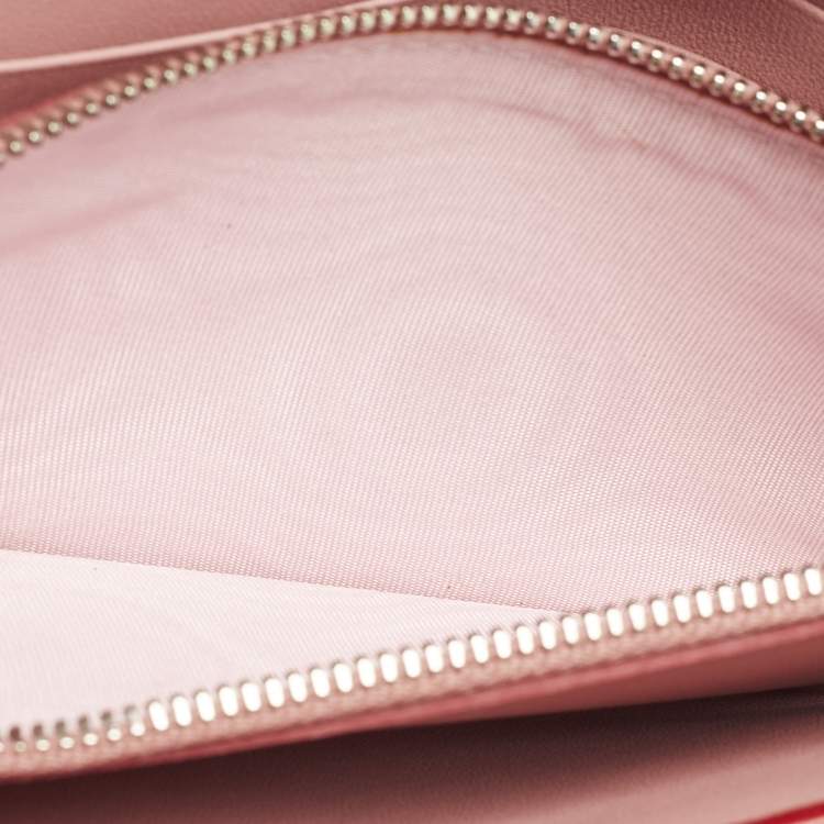 Pre Owned Miu Miu Crystal Embellished Red Matelassé Leather Wallet On Chain