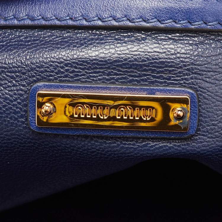 Pre Owned Miu Miu Soft Calf Cloud Navy Blue Leather Shoulder Bag