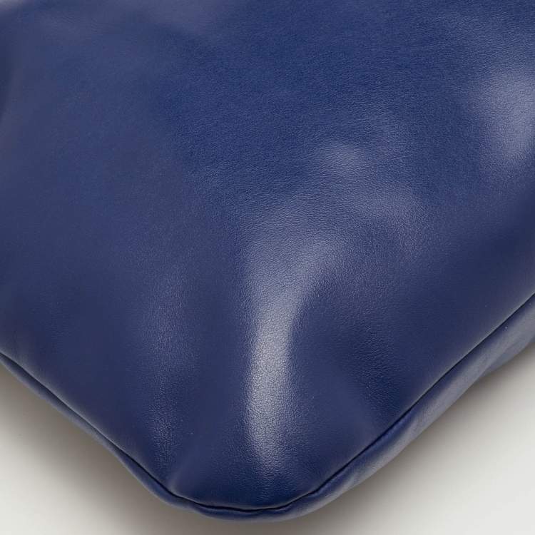 Pre Owned Miu Miu Soft Calf Cloud Navy Blue Leather Shoulder Bag