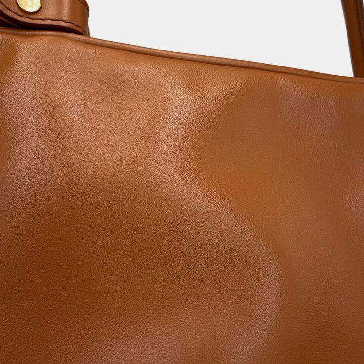 Pre Owned Miumiu Bo Bag Cognac Leather Size Large