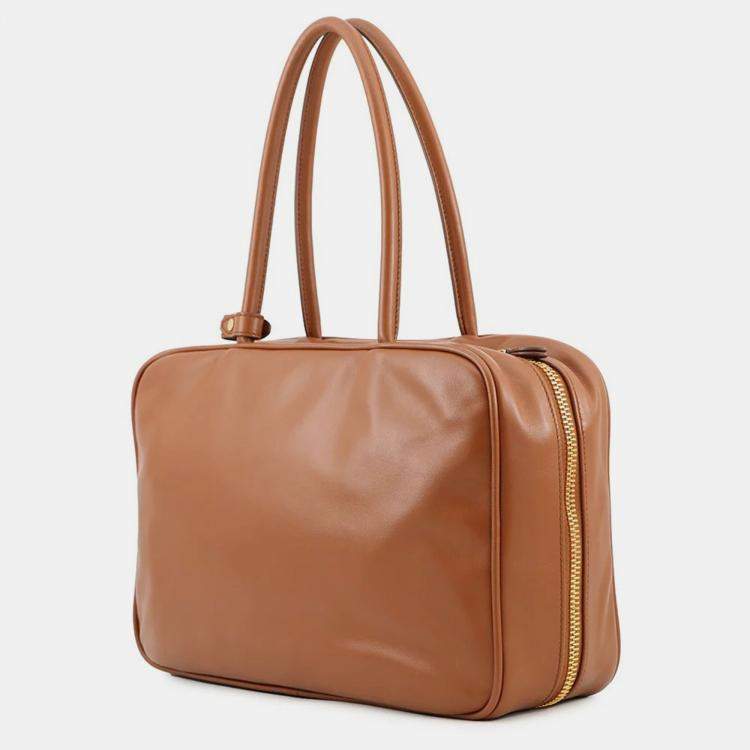 Pre Owned Miumiu Bo Bag Cognac Leather Size Large