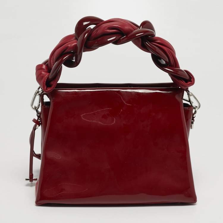Pre Owned Miu Miu Red Patent and Leather Top Handle Bag