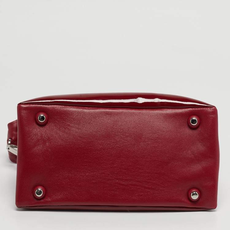 Pre Owned Miu Miu Red Patent and Leather Top Handle Bag