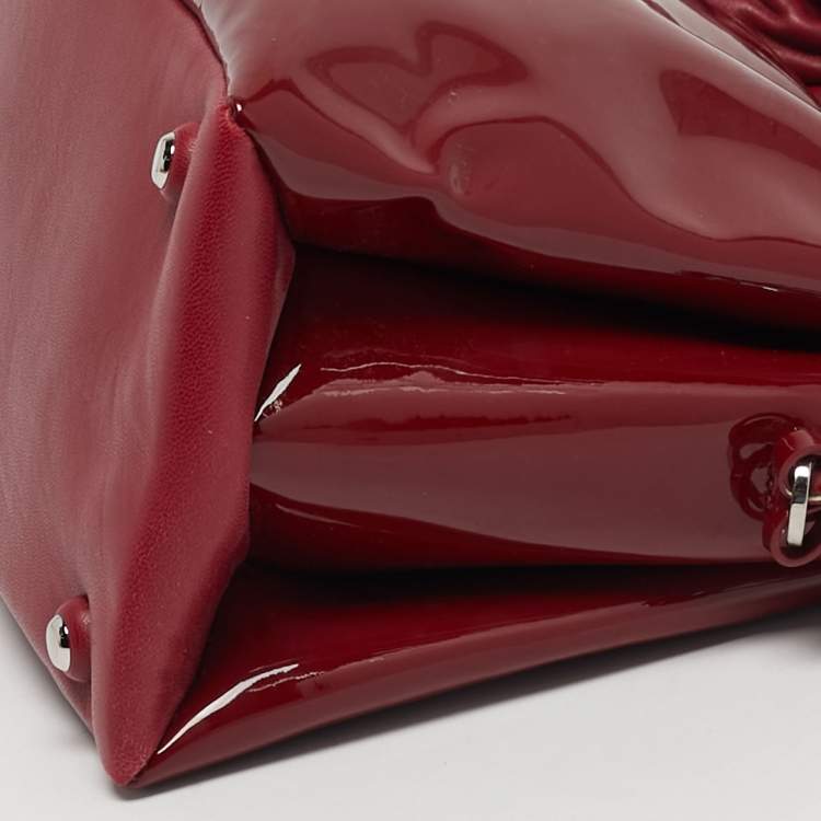 Pre Owned Miu Miu Red Patent and Leather Top Handle Bag