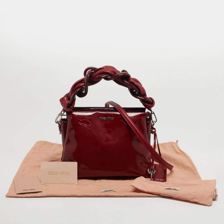 Pre Owned Miu Miu Red Patent and Leather Top Handle Bag