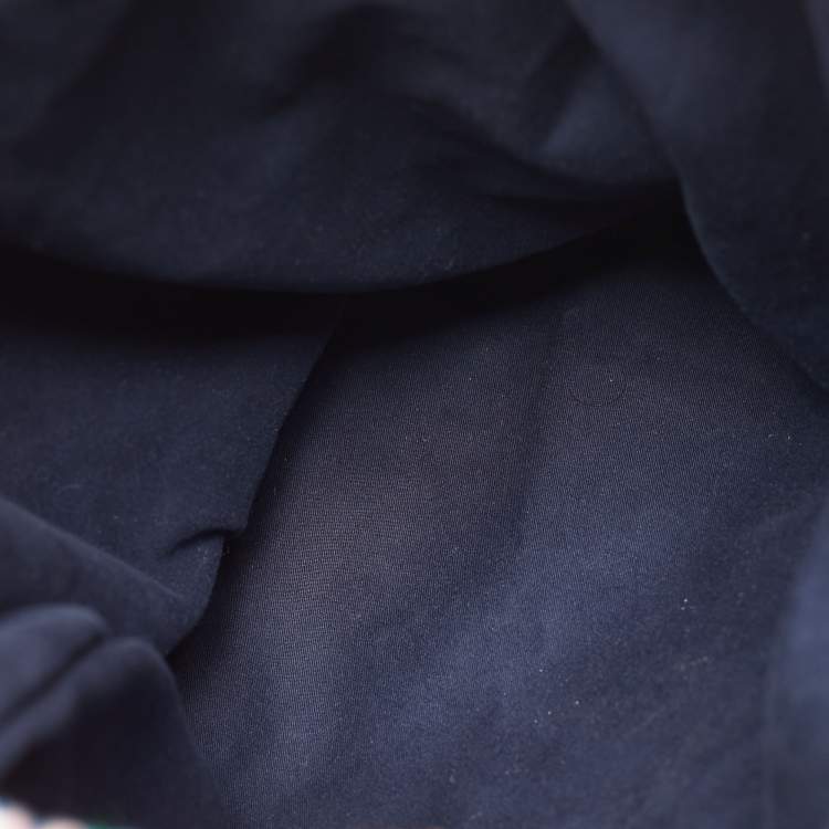 Pre Owned Miu Miu Logo Multicolor Crochet and Leather Tote