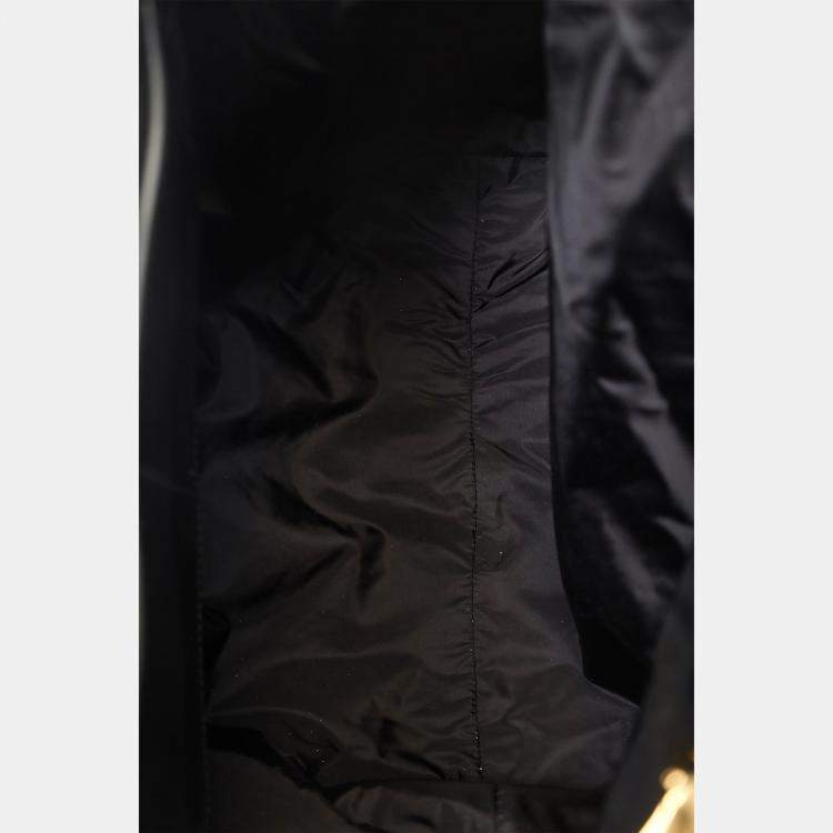 Pre Owned Miu Miu Black Leather Embossed-Logo Tote Bag