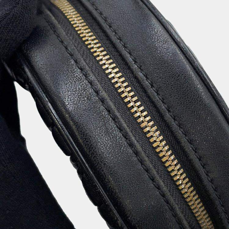 Pre Owned Miu miu Matelasse Round Shoulder Bag Black Nappa Leather