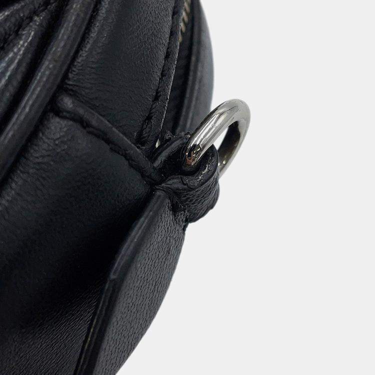 Pre Owned Miu miu Matelasse Round Shoulder Bag Black Nappa Leather