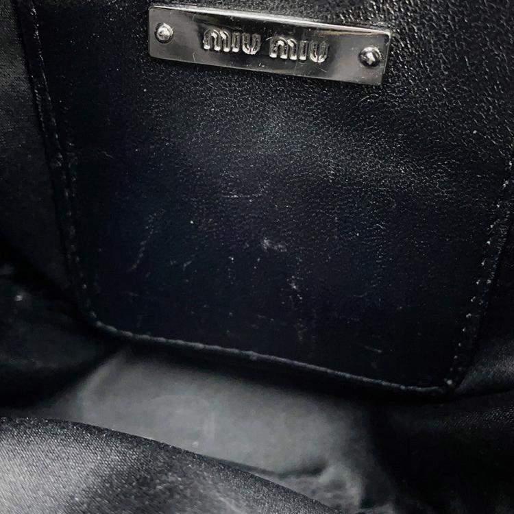 Pre Owned Miu miu Matelasse Round Shoulder Bag Black Nappa Leather