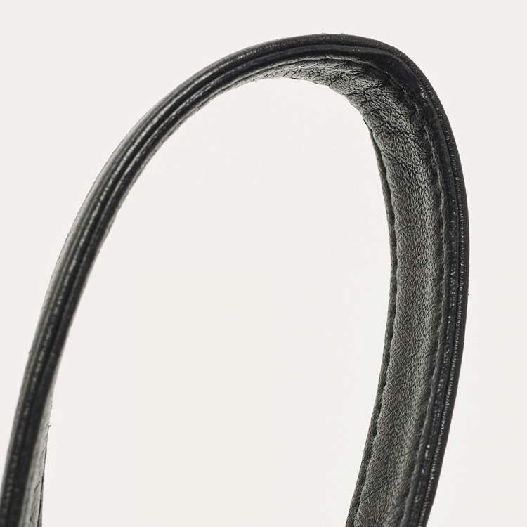 Pre Owned Miu Miu Crystal Fringe Black Leather Drawstring Bucket Bag