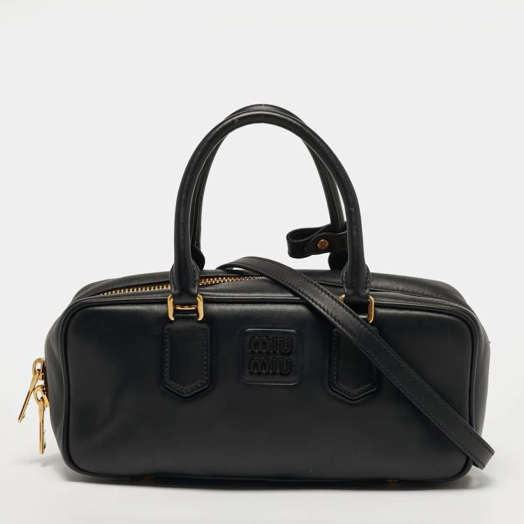 Pre Owned Miu Miu Arcadie Large Black Leather Satchel