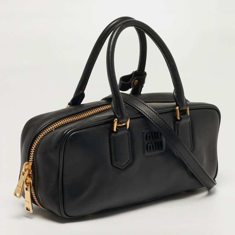 Pre Owned Miu Miu Arcadie Large Black Leather Satchel
